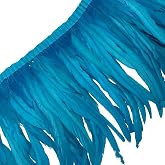 Sowder Frangia Di Piume Di Gallo Tinte | Larghezza 12-35 Cm | Rotolo Da 1,8 Metri | Colore Yellow | Per Artigianato E Costumi - 2