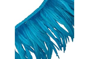 Sowder Rooster Feather Fringe Trim 12-14" in Width Pack of 1 yard(turquoise)