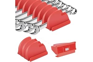 YASEINGOO 48 PCS Magnetic Modular Wrench Organizers for Tool Drawers- Customizable Wrench Rack with Metric & SAE Labels, Tool Storage Holder - Gift for Professional Mechanics Men-Red