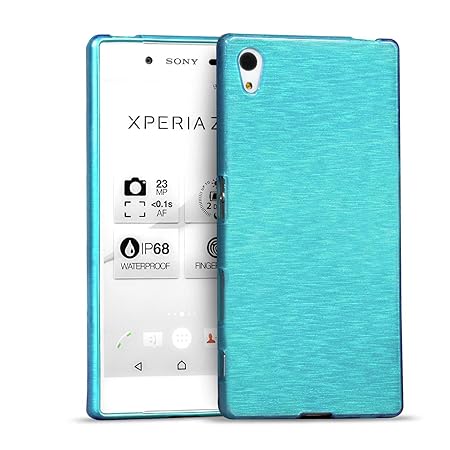 Conie Handy Cover kompatibel mit Sony Xperia Z5, Schutzhülle Case aus Silikon Design Bumper Rutschfest Dünn in Blau