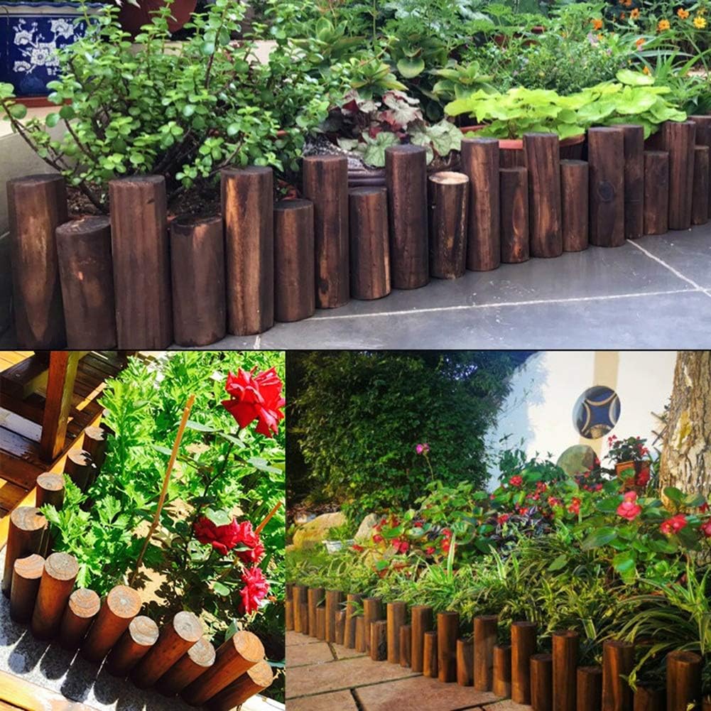 ZHANWEI Valla de jardín De Madera Estaca Redonda Bordura de jardín ...