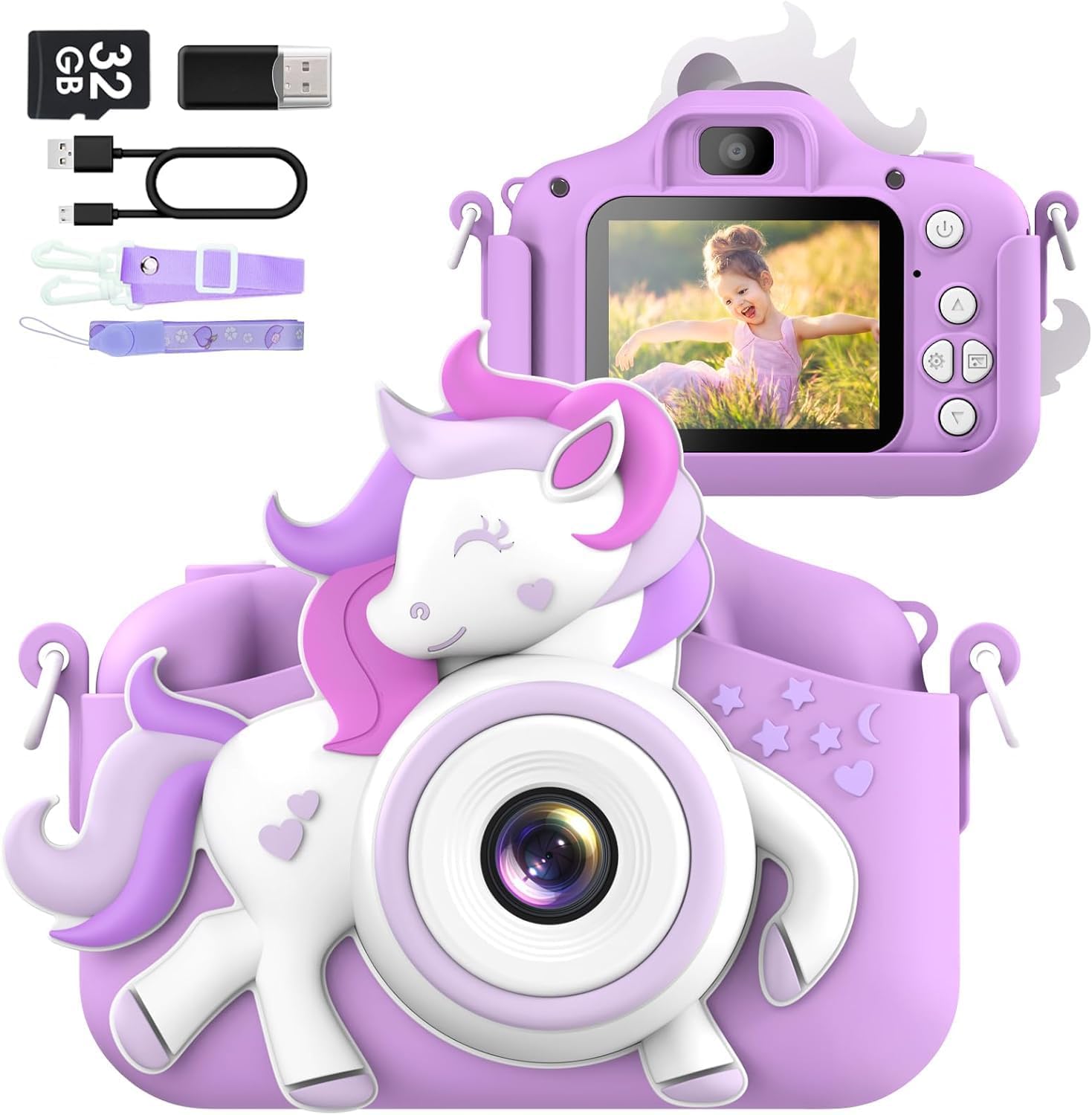 Photo 1 of Kids Camera for 3-8 Years Old Toddlers Childrens Boys Girls Selfie Camera 20 MP HD 1080P IPS Screen Dual Digital Toy Camera for Kids Christmas Birthday Gifts with 32Gb Card