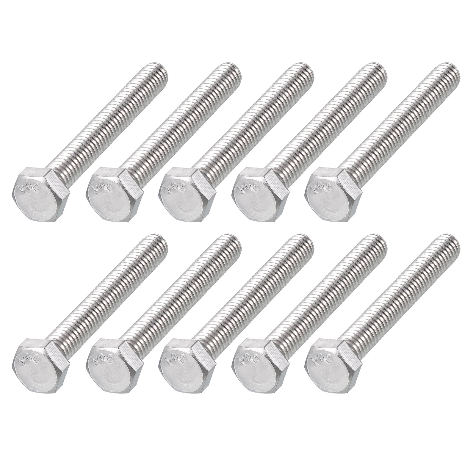 METALLIXITY Hex Head Bolts (5/16-18 x 2-1/2") 15Pcs, 304 Stainless Steel 18-8, Fully Threaded, External Hex Drive, Plain Finish, Hex Head Screw Bolt, Silver — image 1