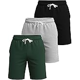 Real Essentials 3 Pack: Men's Cotton 7" French Terry Lounge SweatShorts – Gym Casual Shorts Pockets (Big & Tall Available)