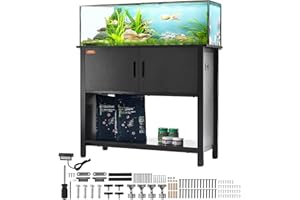 VEVOR Aquarium Stand, 40 Gallon Fish Tank Stand, 36.6 x 18.9 x 31.5 in Steel and MDF Turtle Tank Stand, 335 lbs Load Capacity, Reptile Tank Stand with Storage Cabinet and Embedded Power Panel, Black