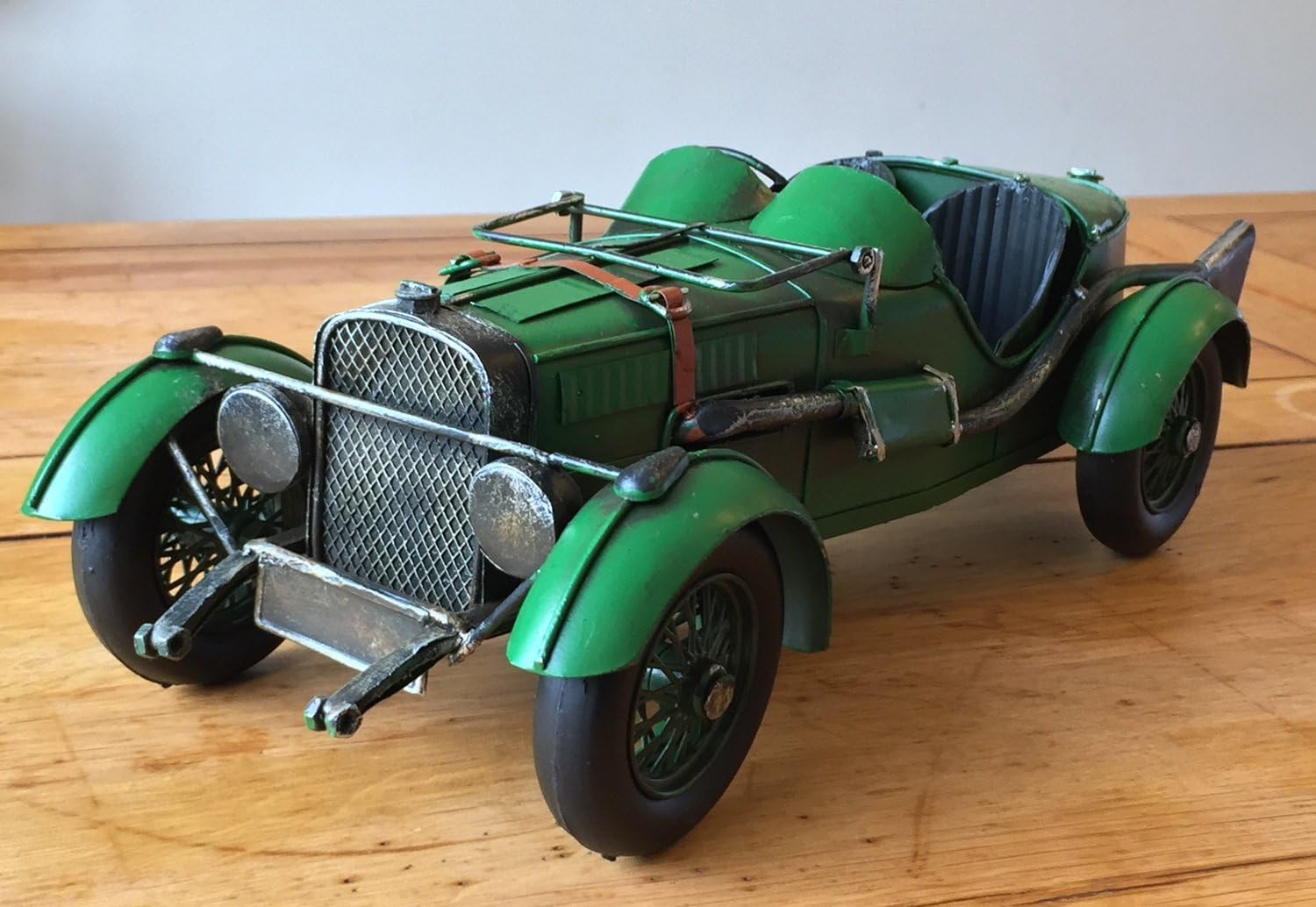 Lovely large (32cm) vintage retro tin metal racing car ornaments