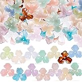 Ashmacdo 48Pcs 16 Styles Acrylic Flower Bead Caps 3-Petal Flower Bead End Caps Spacer Charms Plastic Floral Loose Craft Beads for DIY Earring Bracelet Necklace Jewelry Making