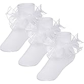 choyaxo 3 Pairs Girls Ruffle Socks Frilly Socks Big Ruffle for Toddler Girls