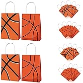 Qpout 12 Pack Basketball Gift Bags Bulk, Basketball Goodie Treats Bag for Team Snacks, Girls Boys Basketball Team Bag, Basketball Party Favors Bags for Birthday, Paper Candy Bags