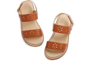 PHIRAMIN Toddler Girl Sandals - Flower Girl Dress Shoes Open Toe Little Kid Summer Flats