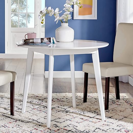 Amazon Com Modway Vision 35 Round Dining Table White Tables
