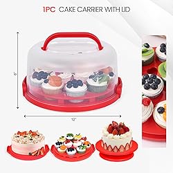 VGOODALL Cake Carrier with Lid and Handle, 12x6