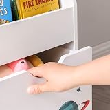 SONGMICS Toy Organiser 3 Shelves Children Bookshelf with Wheels White GKR41WT view 5