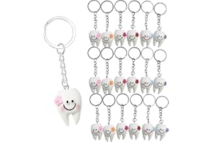 18 Pack Tooth-Shaped Resin Keychains, Dental Key Rings Handbag Pendants Gifts for Dentist, Dental Patients, Birthday Graduati
