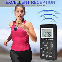 Portable AM/FM Pocket Radio with Digital Tuning LCD