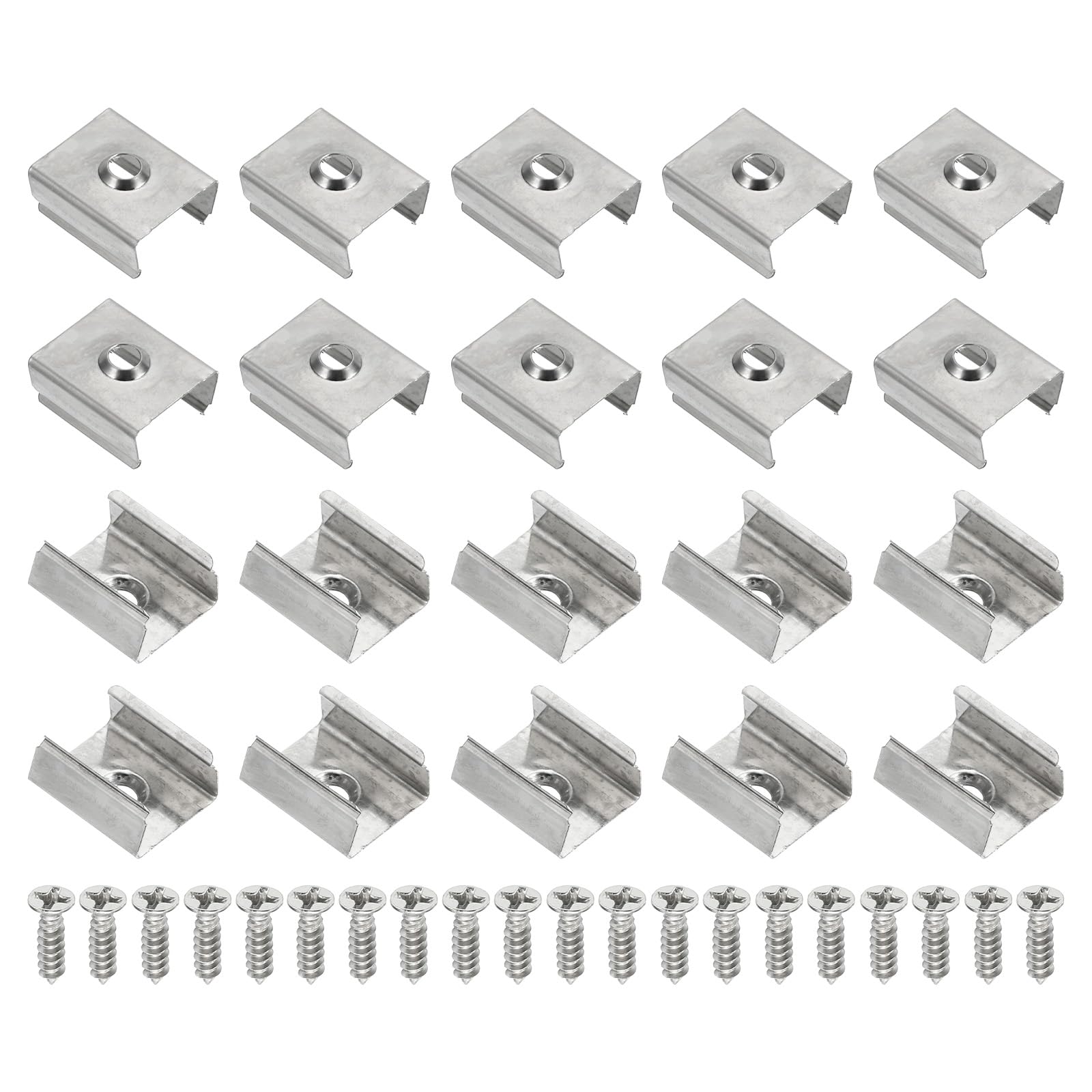 PATIKIL LED Strip Clips, 120pcs Stainless Steel Mounting Brackets Fixing Clip Clamp Support Holder with Screws for 13mm to 15mm LED Strip Lighting Cable