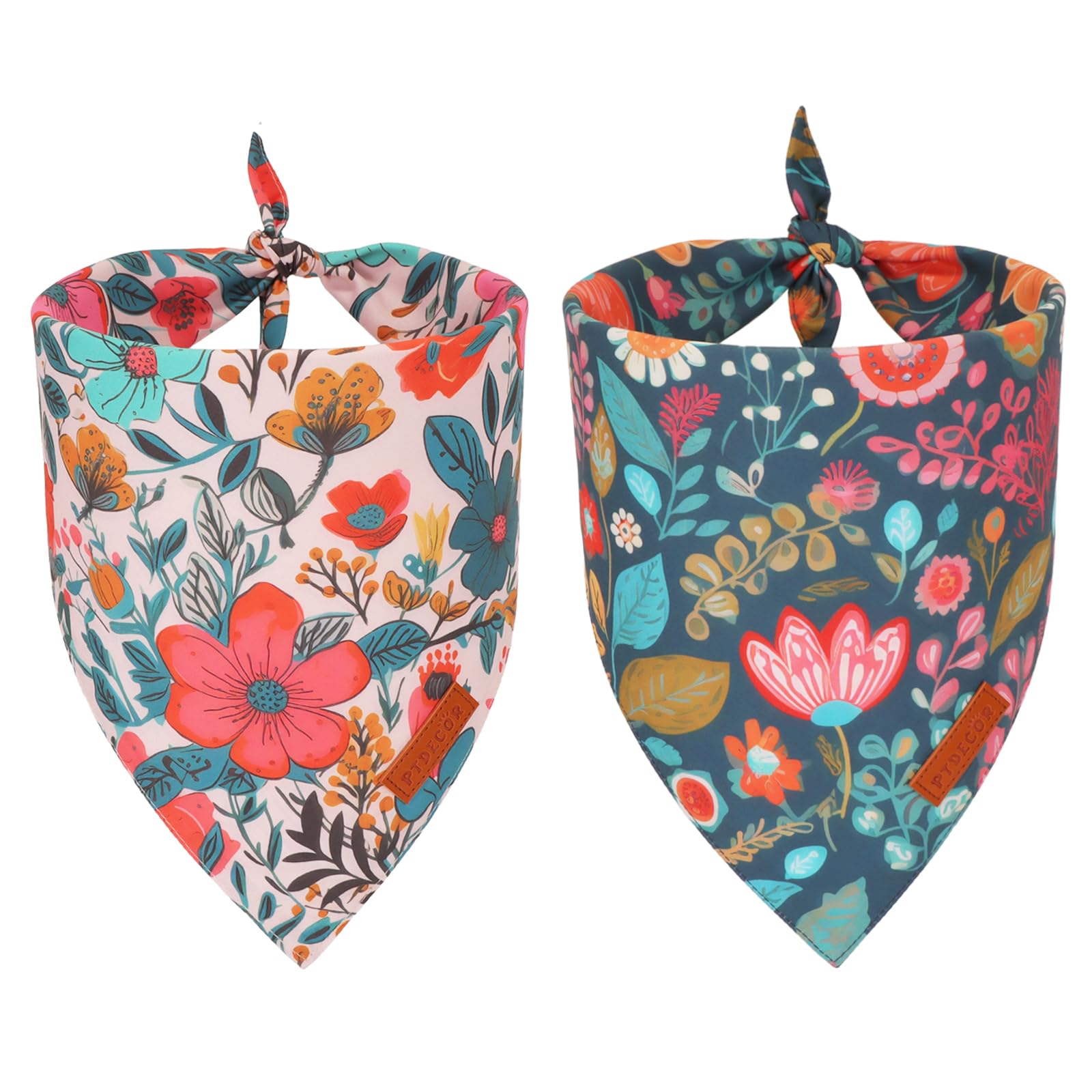 Photo 1 of PTDECOR Flower Dog Bandana,2 Pcs Floral Reversible Dog Scarf, Multi Size, Triangle Pet Bandanas for Small Dogs (Flower, Small)