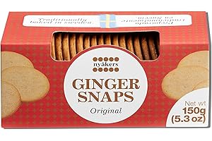 GOODSCIOUS Nyakers Swedish Ginger Snaps - Original & Old Fashioned Pepparkakor Ginger Cookies Traditionally Baked in Sweden - Sweet & Spicy Thin Cookies for Celebrations & Holidays in a Red Window Box (5.3 oz)