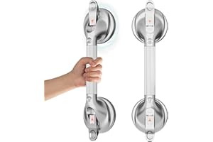 DAILYLIFE Grab Bars for Bathtubs and Showers, 17 inch Shower Handles for Elderly Suction, 300lbs Safety Shower Grab bar for Seniors and Elderly, Silver(1 Pack)