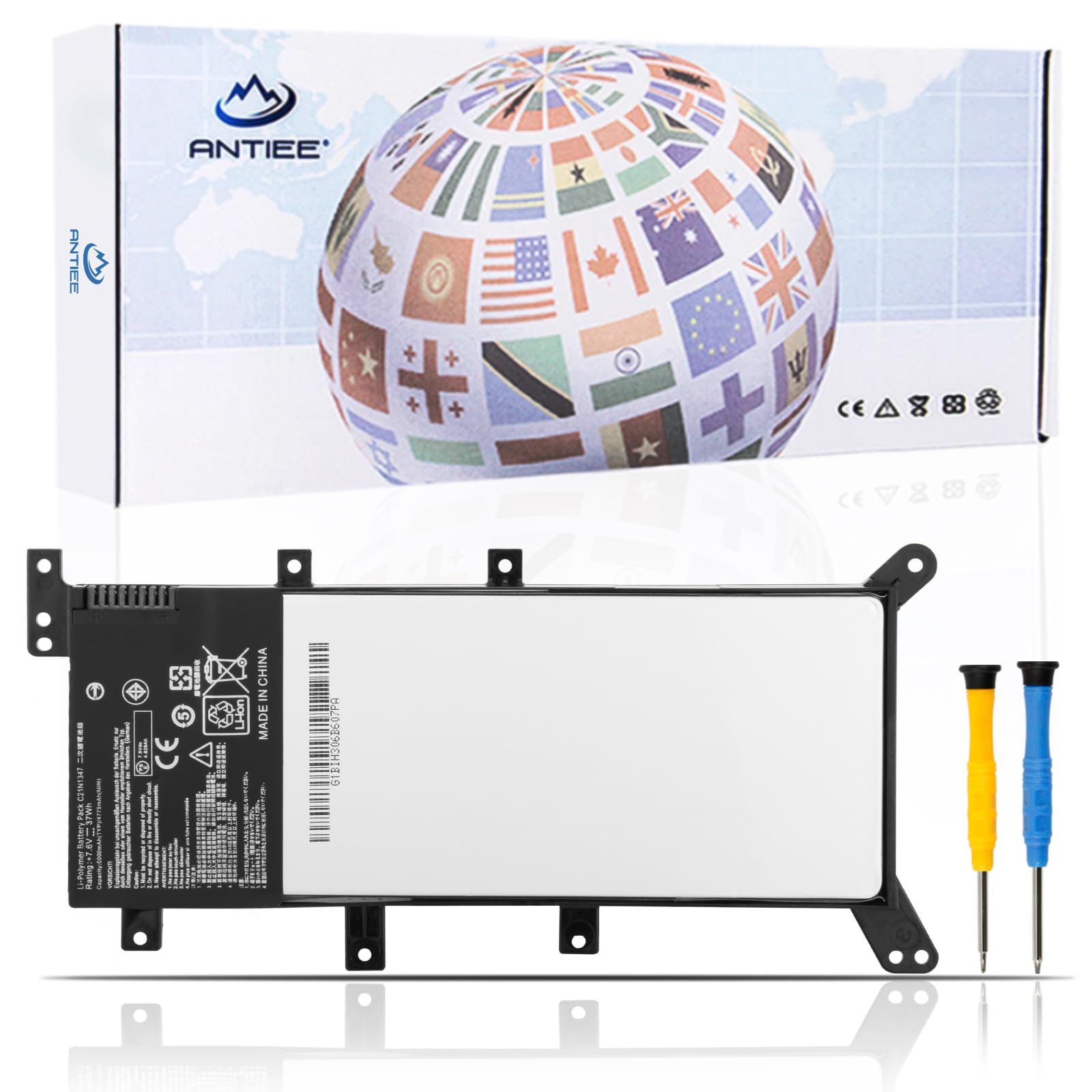 ANTIEE C21N1347 Battery for ASUS A555L F555LN K555L K555LA K555LB K555LD K555LF K555LJ K555LN K555LP R556L R556LA R556LB R556LD R556LN R556LP X555L X555LA X555LB X555LD X555LN