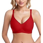 Jelly Wireless Bras for Women Push Up Deep V Seamless Comfort Plunge No Underwire Bra with Adjustable Straps Everyday Bras