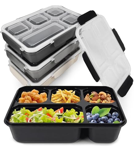 Greenandlife Lot De 4 Bento Lunch Box 4 Compartiments - Boîtes Repas Réutilisables Micro-ondes Lave-vaisselle
