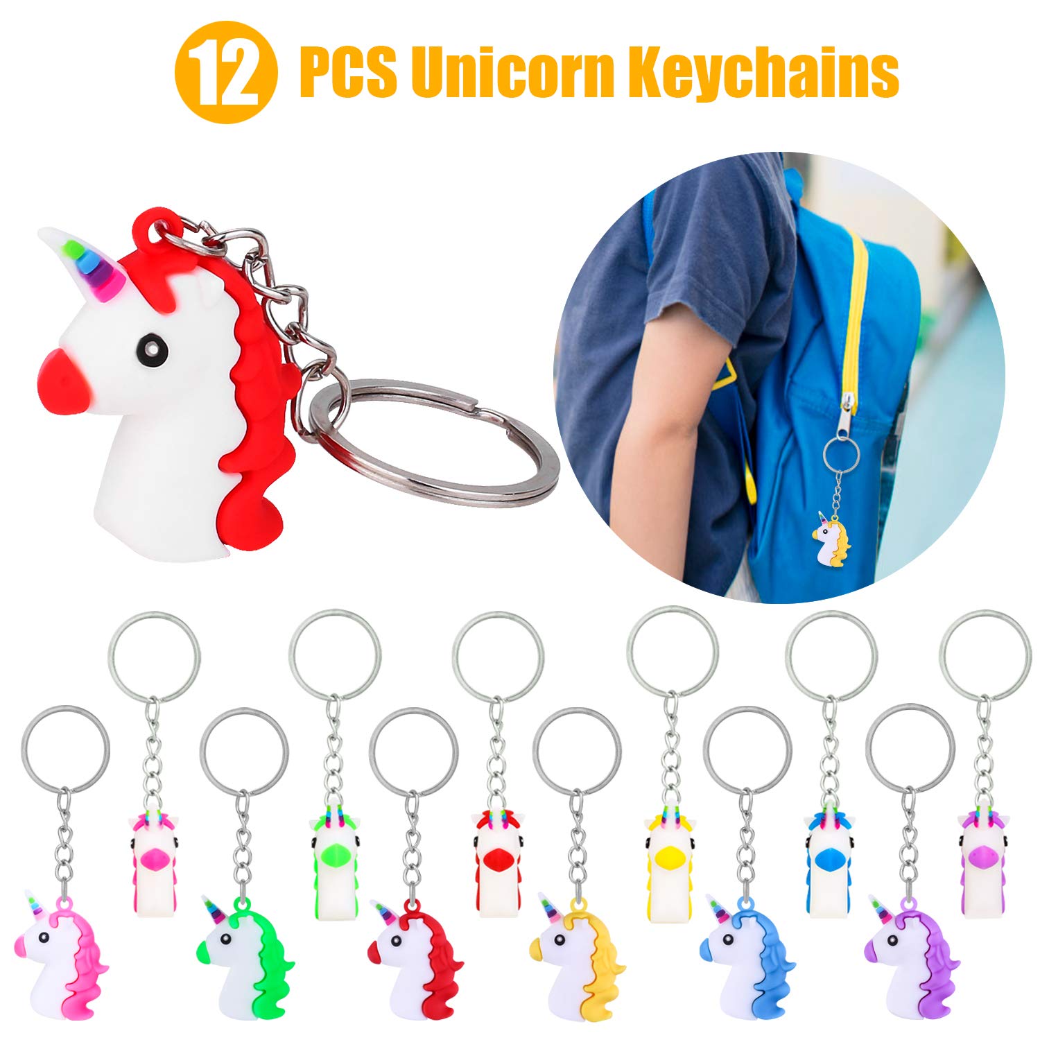 Unicorn Party Favors Supplies, Aywewii 72 Pcs Unicorn Party Favors for Kids Boys Girls, Unicorn Keychains, Unicorn Slap Bracelets, Unicorn Rings,Unicorn Stampers,Unicorn Birthday Party Supplies