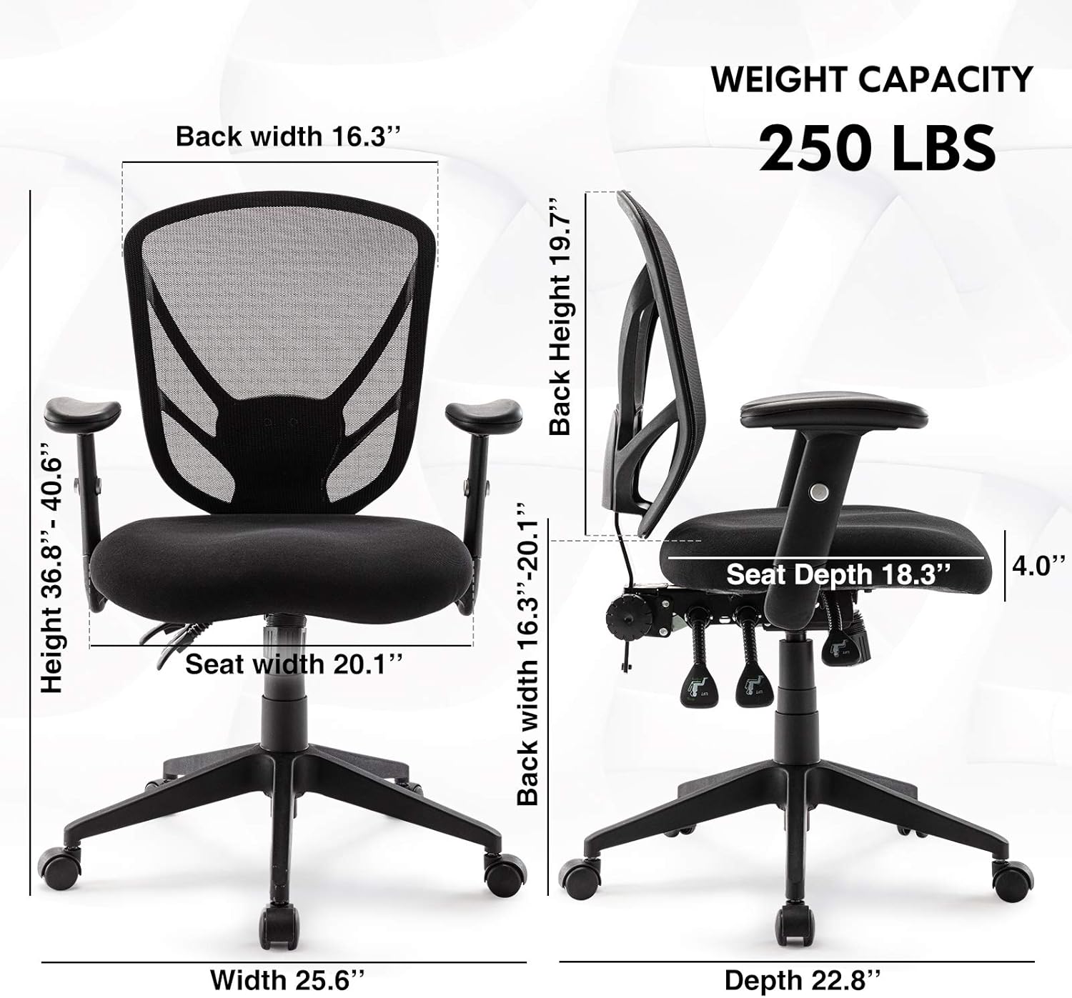 Ergonomic Mesh Office Chair, High Back Computer Desk Chair with 3 Functional Adjustors, Adjustable Back Support&Armrests, Swivel Executive Task Chair for Work, Gaming, Home, Thick Padded (Black): Kitchen & Dining