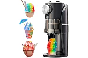 Shaved Ice Machine - Snow Cone Machine Equipped with Stainless Steel Blade Adjustment Knob to Freely Adjust the Thickness of 