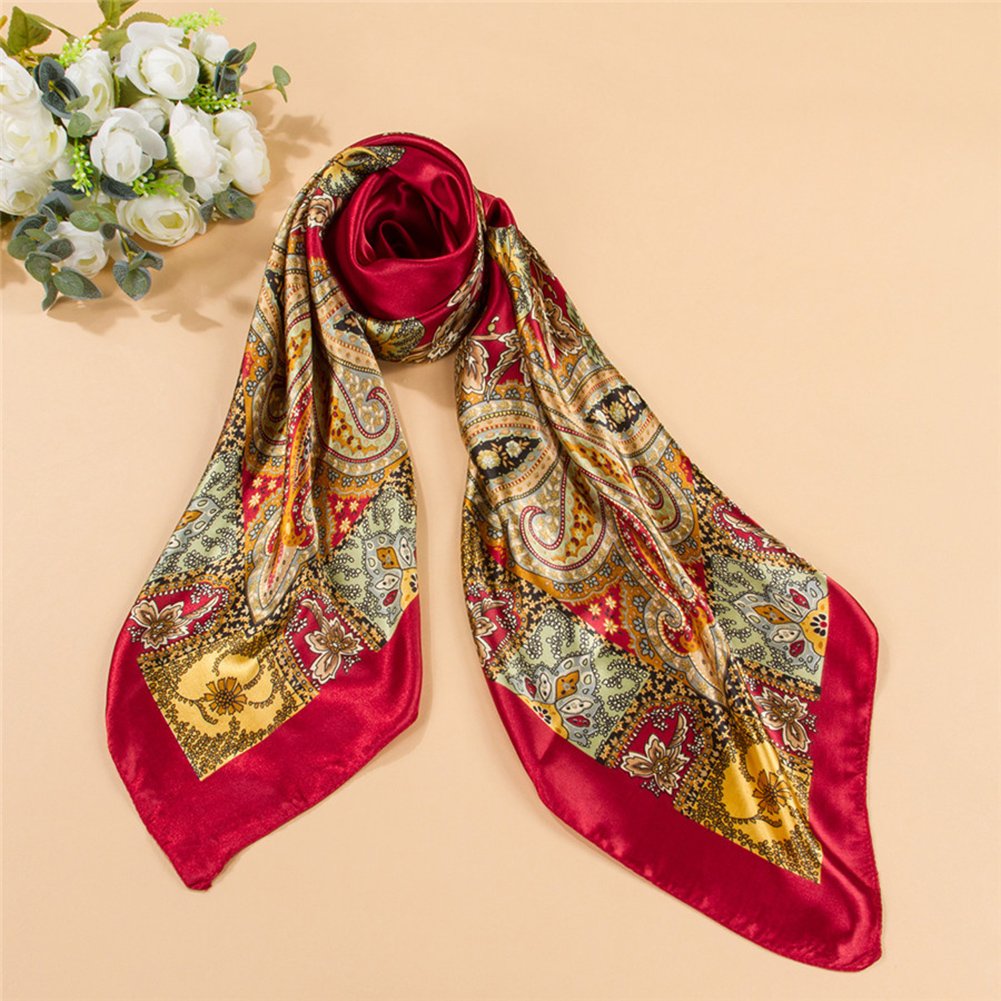 Vinmax Classical Pattern Large Square women girl Scarf Silk Scarves Elegant Scarves (Red)