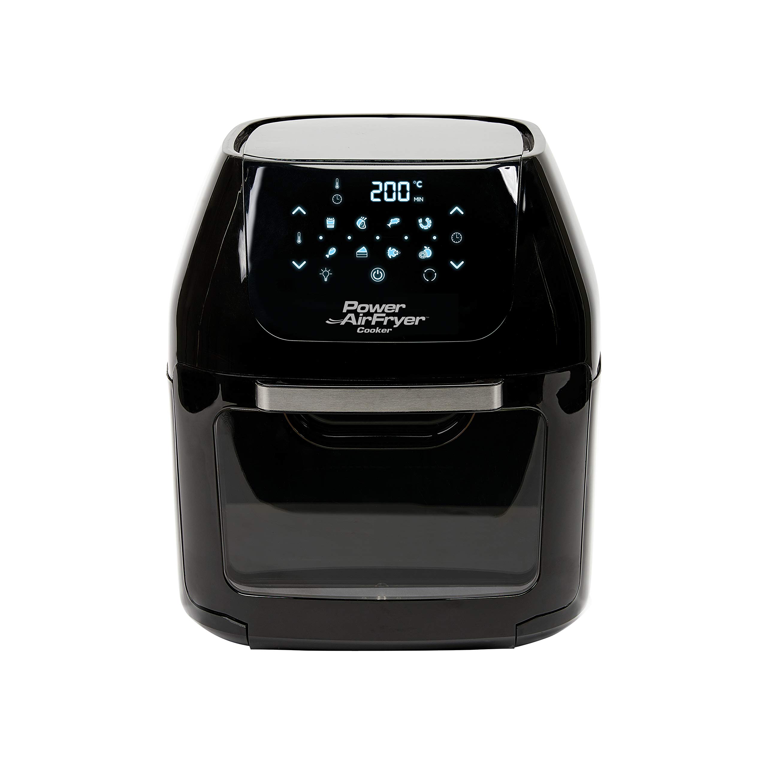 PowerXL Air Fryer Cooker 5.7L Capacity - Chip Fryer & Portable Oven - Oil Free Hot Air Fryer for Healthier Cooking - Rotating Rotisserie & Dehydrator - 1800W Black CM-001