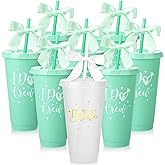Ovveroche 8 Pcs Bridesmaid Cups with Lids and Straws, Reusable Tumbler Bridal Party Proposal Gifts Bachelorette Party Gifts for Wedding Bridal Bridesmaids