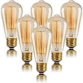 Figame ST64 Edison Light Bulbs,40W E26 Base Vintage Incandescent Light Bulbs,Amber Glass 2200K Warm White Filament Bulbs,Anti