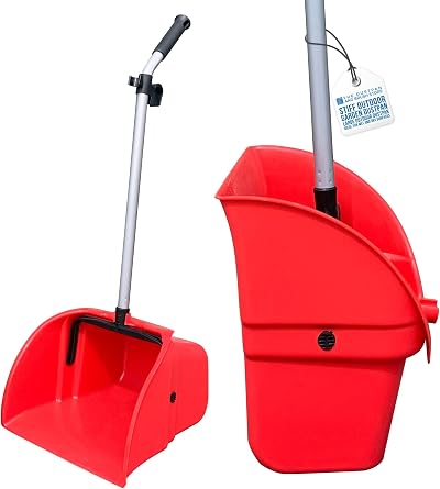 TDBS The Dustpan and Brush Store Long Handled Dustpan 92cm Red Garden Scoop