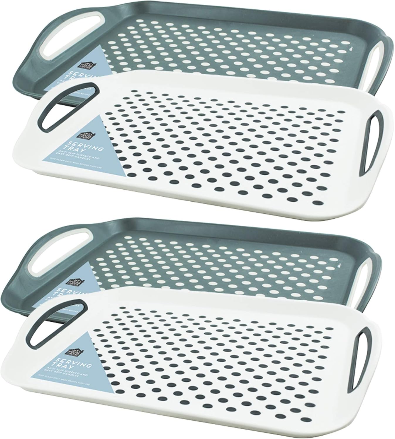 4 x AntiSlip Plastic Party New Drinks Serving Kitchen Trays Grip