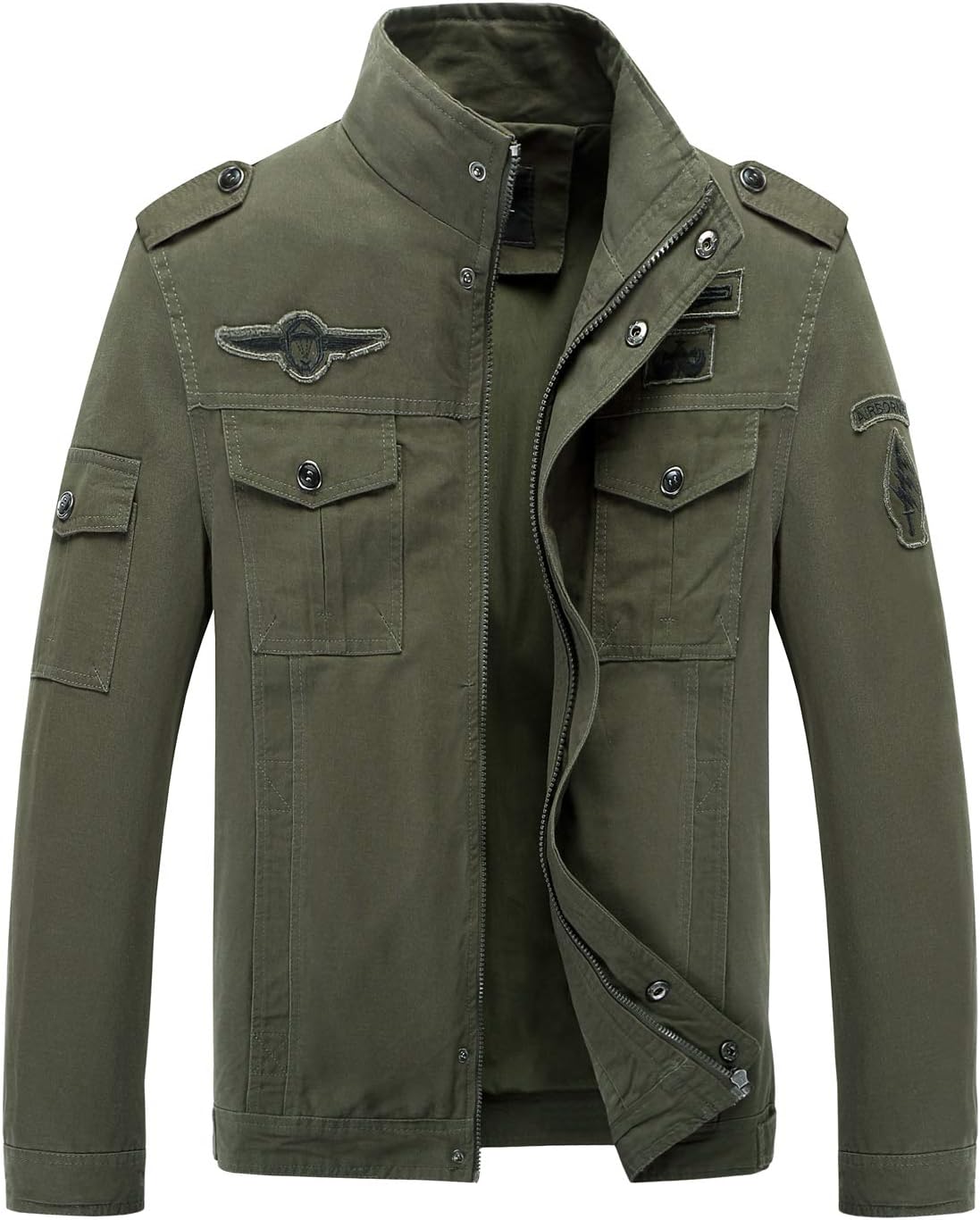 ZENTHACE Men's Relaxed-Fit Lightweight Casual Full Zip Military Jacket