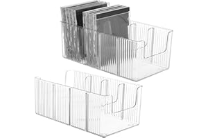 Wensdr CD Holder 2 Pack, Clear Acrylic CD Holder with Divider Card, CD Display Rack Holds up to 40 Standard CD Cases, Compact Disc Holder Display Shelf for CD/DVD/Video Game, Media Storage Organizers