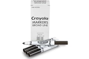 Crayola Broad Line Markers - Black (12ct), Markers for Kids, Bulk School Supplies for Teachers, Nontoxic, Marker Refill with Reusable Box