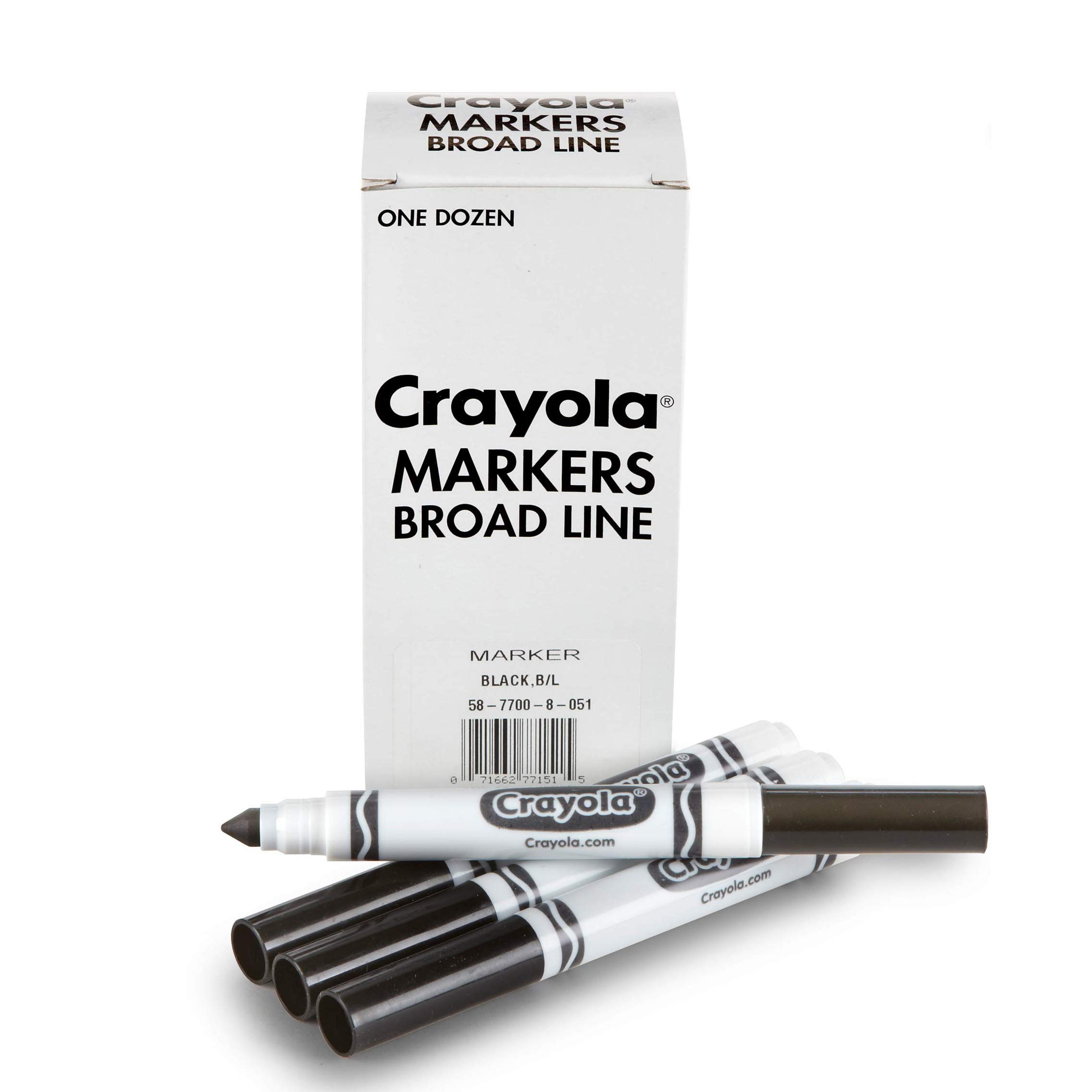 Crayola Broad Line Markers - Black (12ct), Markers for Kids, Bulk School Supplies for Teachers, Nontoxic, Marker Refill with Reusable Box