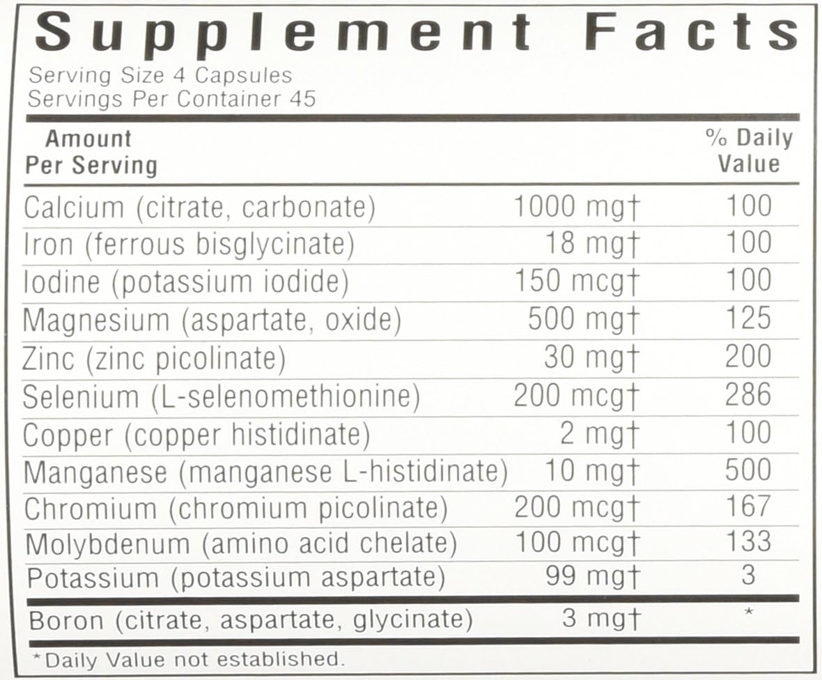 BlueBonnet Multi Minerals Plus Boron Vegetarian Capsules, 180 Count, White: Health & Personal Care