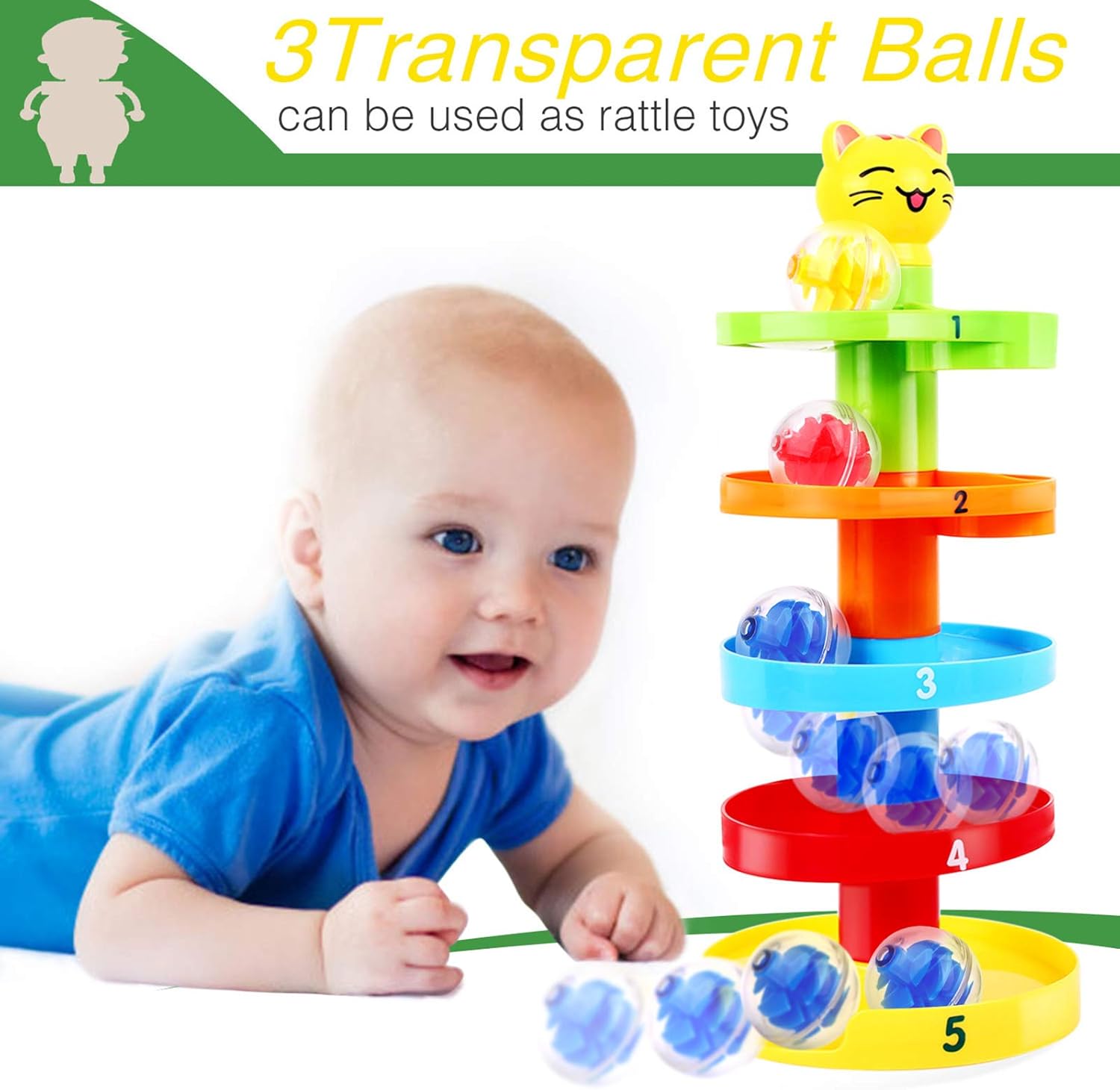 Peradix Jouet Circuit De Billes Pour Bebe Et Jeu De Rampe A Billes Toddlers Balle Educatif Et Puzzle Rolling Ball Jouet Bebe 1 Ans Chat Amazon Fr Jeux Et Jouets