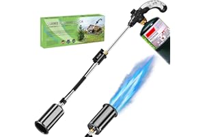 QUANIE Weed Torch Propane Burner,1,200,000BTUs Blow Torch Flame Thrower,Weed Burner with Self Igniting and Ergonomic Handle for Weeding,Roofing,Snow Melting,Charcoal Starter(Fuel Not Included)