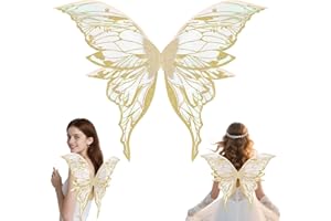 Lyercw Fairy Wings for Adult, Shiny Transparent Angel Wings, Butterfly Wings for Women Girls, Halloween Costume Accessory