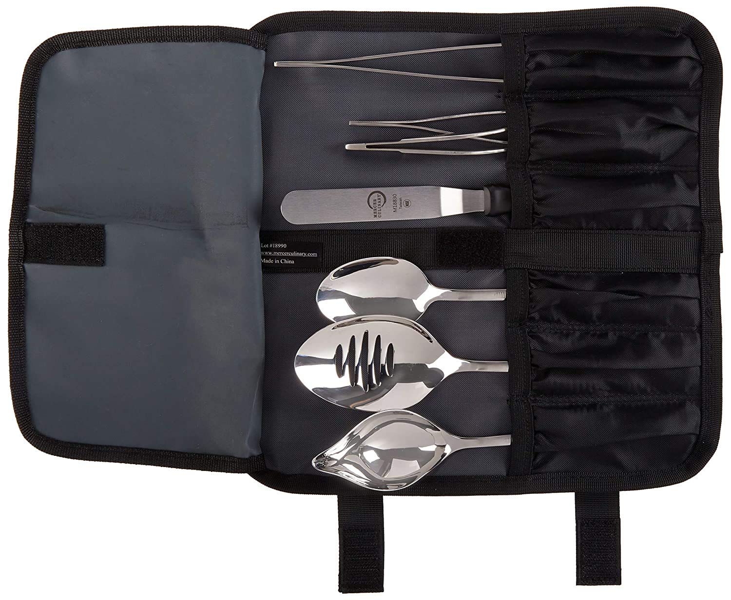 Mercer Culinary M35149 Professional Chef Plating Kit, 8 Piece, Stainless Steel, Black, Silver, Medium