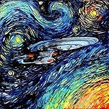 Star Trek Inspired Art poster Print Starship Enterprise Space van Gogh Never Boldly Went Art by Aja 8x8, 10x10, 12x12, 20x20, 24x24 inch sizes