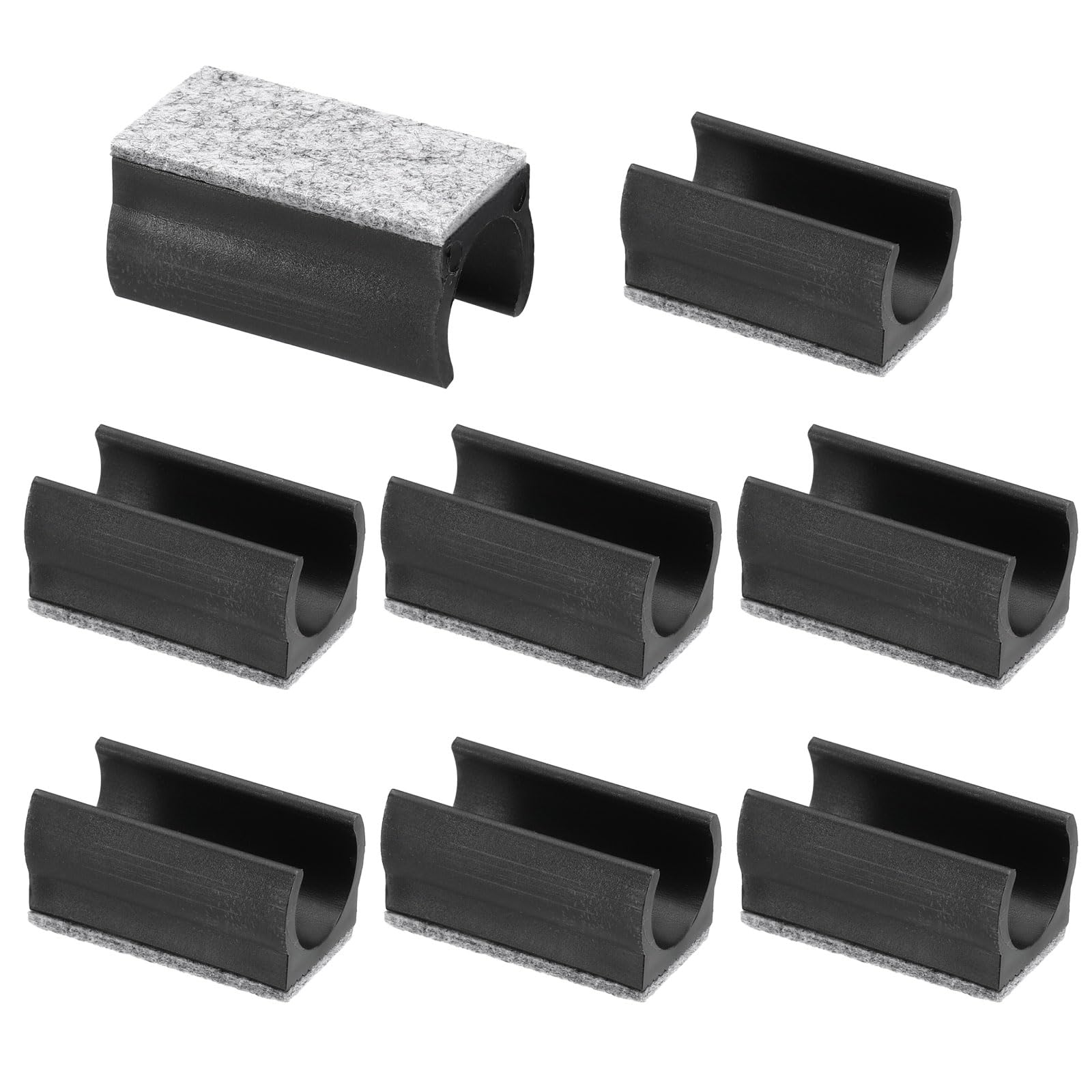 PATIKIL 19mm Rectangle Chair Leg Cover with Felt Pad, 8Pcs Slide Smoothly No Scratches No Noise Furniture Feet Hardwood Protectors Tips Floor Glides Tubing Caps for Office, Black Grey