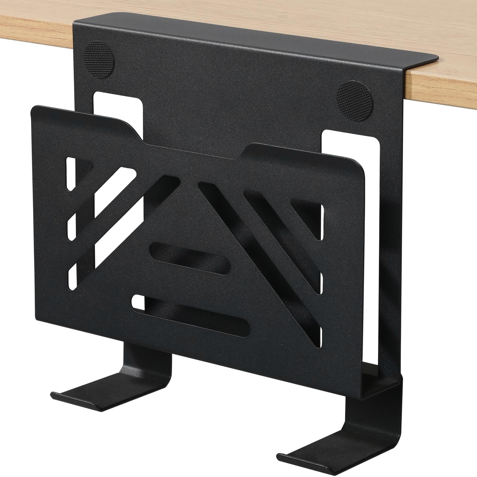 Photo 1 of MAXECHO Desk Side Storage, Under Desk Laptop Mount, Table Side Hanging File Organizer, No Drill Clamp On Cable Management Tray, Laptop Holder with 2 Hooks for Office and Home, Load 22 Lbs