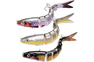 Rose Kuli Fishing Lures for Bass Trout Topwater Multi Jointed Swimbaits Slow Sinking Bionic Swimming Lures Bass Freshwater Saltwater Bass Lifelike Fishing Lures Kit
