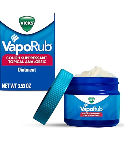 Amazon.com: Vicks VapoRub, Original, Cough Suppressant, Topical Chest Rub &  Analgesic Ointment, Medicated Vicks Vapors, Relief from Cough Due to Cold,  Aches & Pains, 1.76oz : Health & Household
