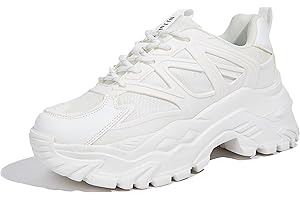 Niluber Chunky Sneakers for Women White Black Red Purple Platform Sneakers Comfortable Casual Lace Up Fashion Tennis Shoes